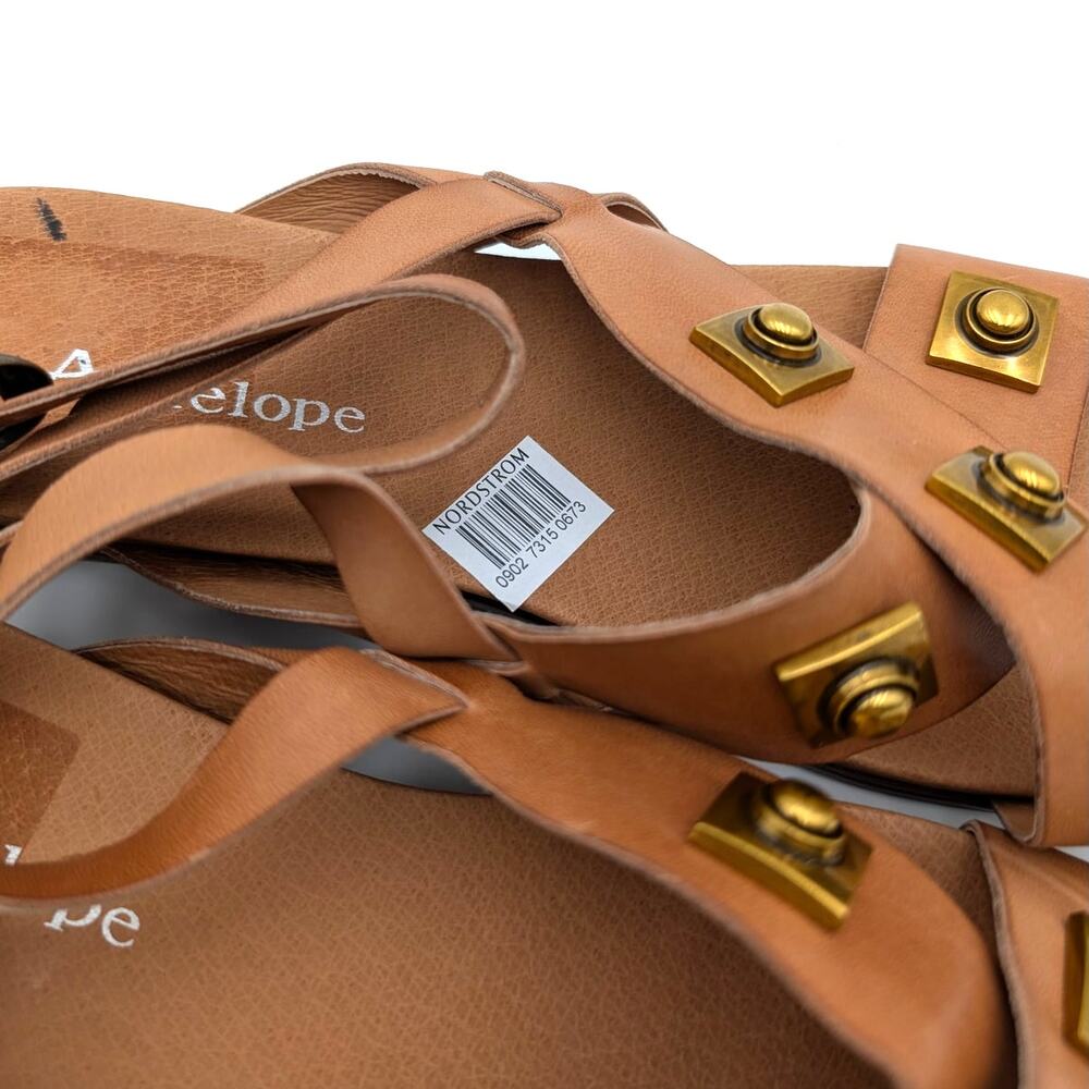 Antelope Reza Stud Block Heel Sandals Women's Tan Leather Size US9 EU39 - Picture 11 of 12